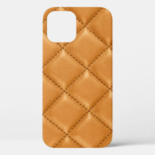 Luxury car brown leather, interior texture. iPhone 12 case