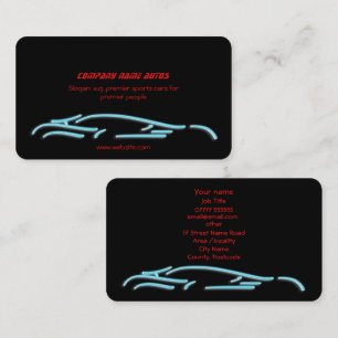 Luxury Car logo - Ice Blue Sportscar on black Business Card