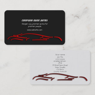 Luxury Car logo - Red Sportscar, black template Business Card