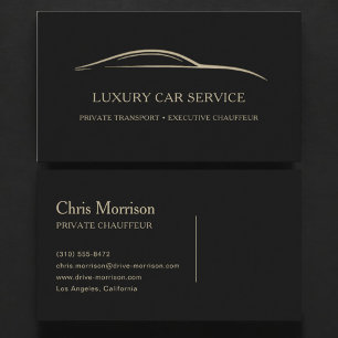 Luxury Car Service Black & Gold Business Card
