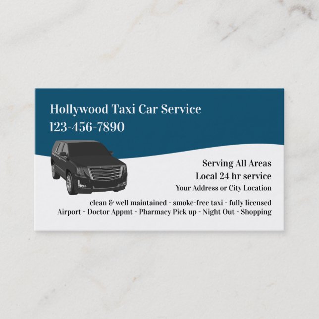 Luxury Car Service Taxi Business Cards (Front)