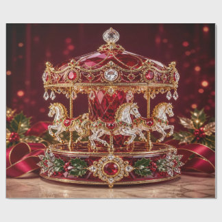 Luxury Carousel Red Christmas Wrapping Paper