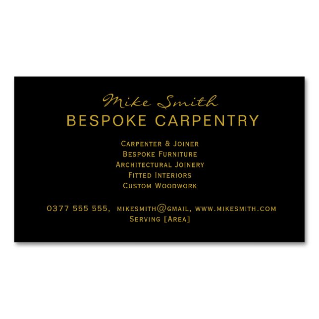 Luxury Carpentry Business Card | Bespoke Carpenter (Front)