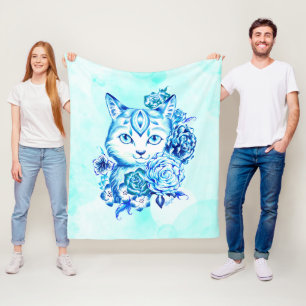 Luxury Cat Art Buttery Soft Fleece Blanket MEDIUM