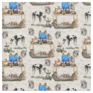 Luxury Cat & Dog repeat design Fabric