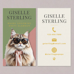 Luxury Cat Groomer Pampered Kitten Business Card