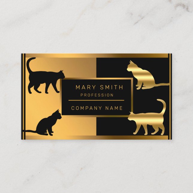Luxury Cat Pet Veterinarian Add Your Text Business Card (Front)
