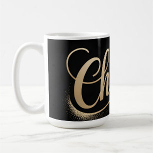Luxury Celebration Greeting: Elegant Gold Script Coffee Mug