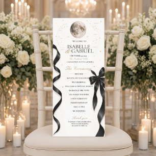 Luxury Celestial Moon Black Bow Wedding Program Menu