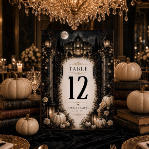 Luxury Celestial Moon Gothic Mansion Wedding Table Number