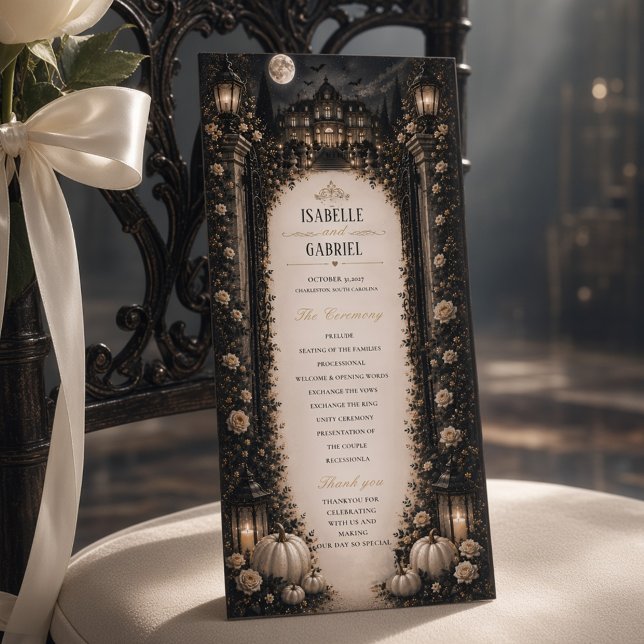 Luxury Celestial Moon Gothic Wedding Program Menu (Creator Uploaded)