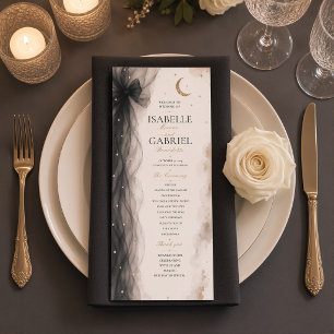 Luxury Celestial Moon Wedding Program Black Menu