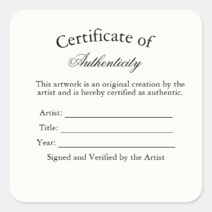 Luxury Certificate of Authenticity Sticker   Ivory