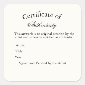 Luxury Certificate of Authenticity Sticker | Ivory