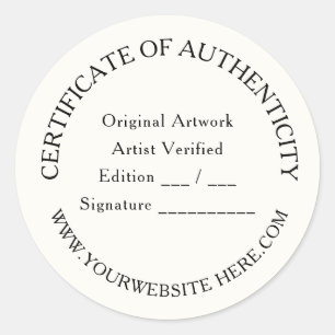 Luxury Certificate of Authenticity Sticker Ivory