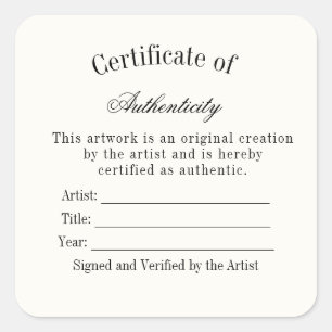 Luxury Certificate of Authenticity Sticker   Ivory
