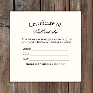 Luxury Certificate of Authenticity Sticker Ivory