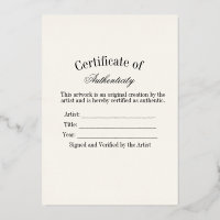 Luxury Certificate of Authenticity Sticker | Ivory