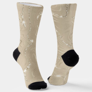 Luxury Champagne Background Beige Glitter Socks