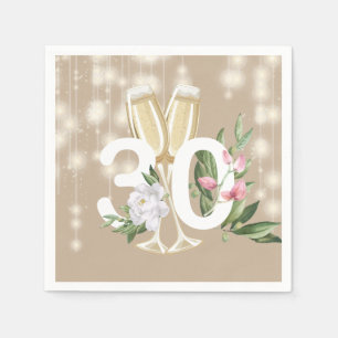 Luxury Champagne Cream 30th Birthday Napkin