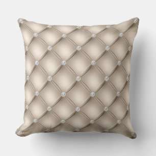 Luxury Champagne Diamond Tufted Pattern Cushion