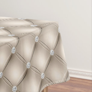 Luxury Champagne Diamond Tufted Pattern Tablecloth