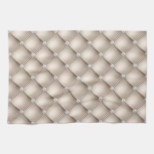 Luxury Champagne Diamond Tufted Pattern Tea Towel