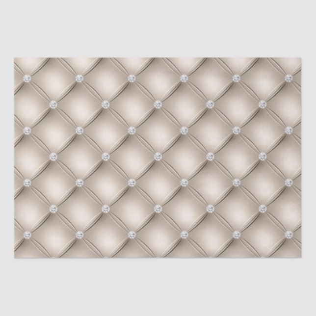 Luxury Champagne Diamond Tufted Pattern Tissue Paper (Front)