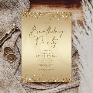 Luxury Champagne Gold 40th Birthday Invitation