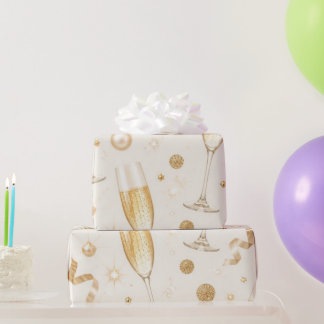 Luxury Champagne Gold Confetti Pattern | Elegant C Wrapping Paper