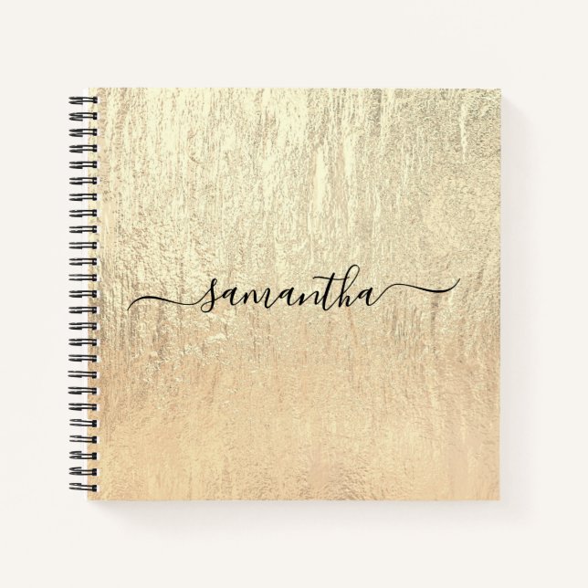 Luxury Champagne Gold Signature Name Notebook (Front)