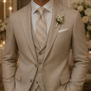 Luxury Champagne Ivory Regency Stripe Tie