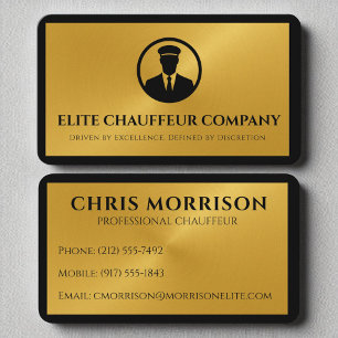 Luxury Chauffeur Elegant Gold Black Editable Logo Business Card