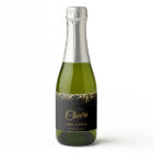 Luxury Cheers Mini Sparkling Wine Label Gold Black