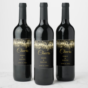 Luxury Cheers Wine Label Gold Black