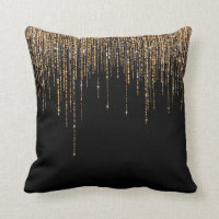 Luxury Chic Black Gold Sparkly Glitter Fringe