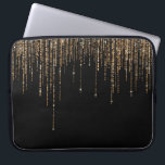 Luxury Chic Black Gold Sparkly Glitter Fringe Laptop Sleeve<br><div class="desc">This glamourous and luxury print is the perfect design for the stylish and trendy woman. It features a faux sparkly gold glitter fringe curtain with faux glitter typography on top of a simple black background. It's an elegant, chic, trendy, and modern bling design with a Hollywood vibe! ***IMPORTANT DESIGN NOTE:...</div>