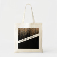 Luxury Chic Black Gold Sparkly Glitter Fringe