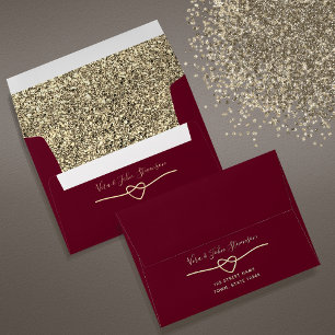 Luxury Chic Burgundy Wedding Envelope