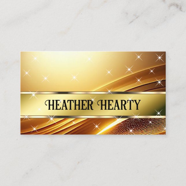 Luxury Chic Deluxe Liquid Gold Golden Ombre Satin Business Card (Front)