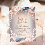 Luxury Chic Floral,String Lights 80th Birthday   Invitation<br><div class="desc">A modern,  chic and glamourous invitation with elegant string lights,  and flowers.</div>