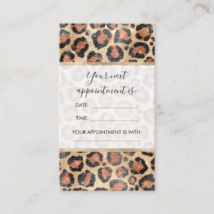 Luxury Chic Gold Black Brown Leopard Animal Print Appointment Card