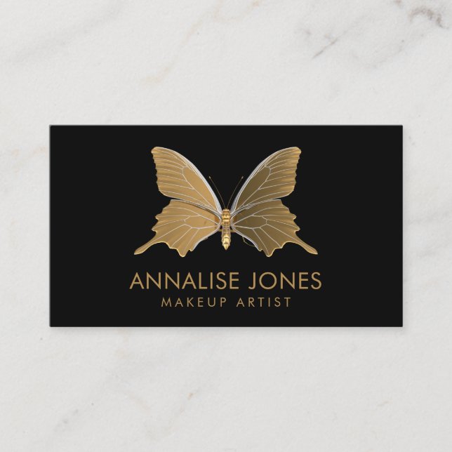 Luxury Chic Gold Butterfly Business Card (Front)