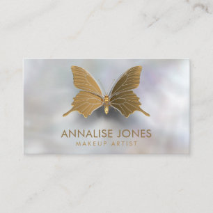 Luxury Chic Gold Butterfly on mother of pearl Business Card