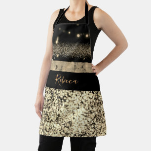 Luxury Chic Gold Glitter Signature Monogram Apron