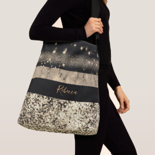 Luxury Chic Gold Glitter Signature Monogram Crossbody Bag