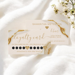 Luxury Chic Gold Marble  Makeup 10  Loyalty Card