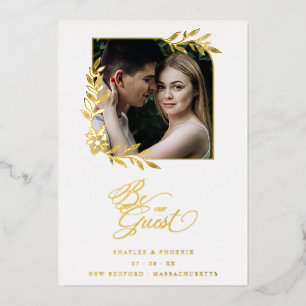 Luxury Chic Golden Branches Frame Photo Wedding