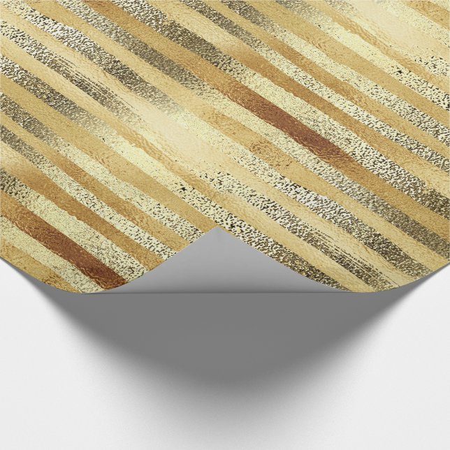 Luxury Chic Golden  hand drawn stripes Wrapping Paper (Corner)