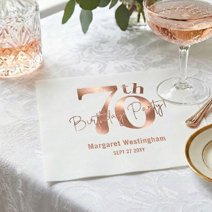 Luxury Chic Rose Gold Typography 70th Birthday Napkin